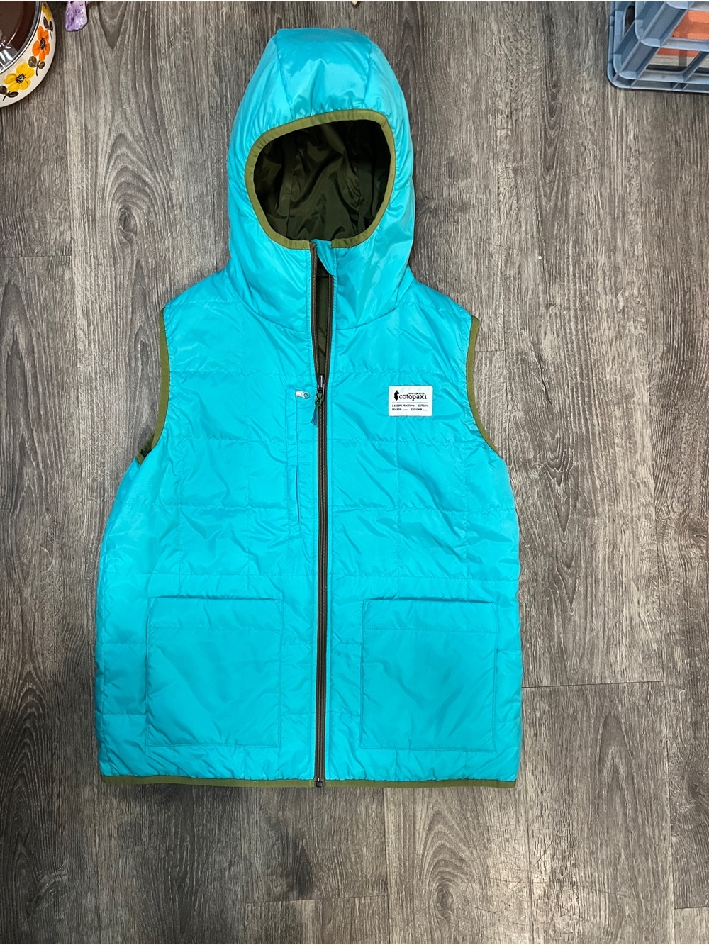 cotopaxi Turquoise Hooded Puffer Vest